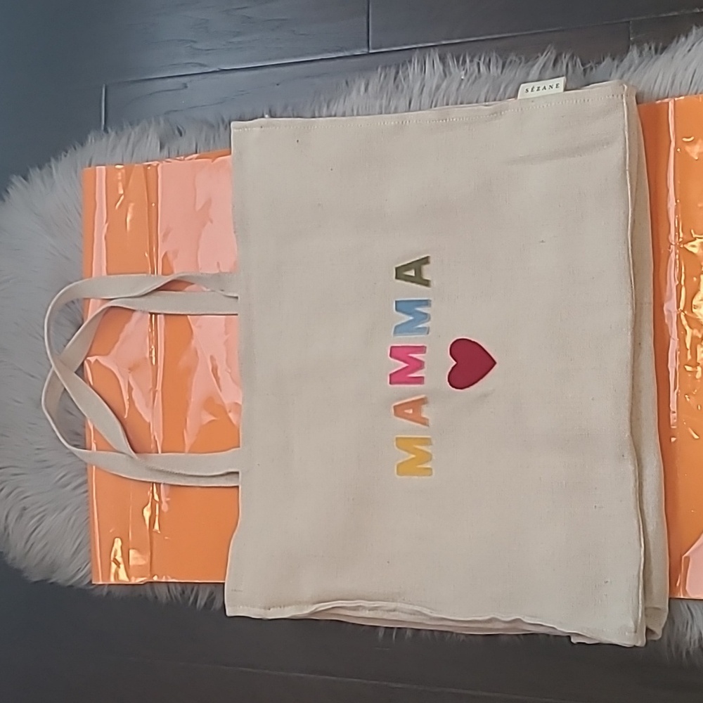 Nwot! Sezane Maxi tote bag embroided mama - Picture 2 of 11